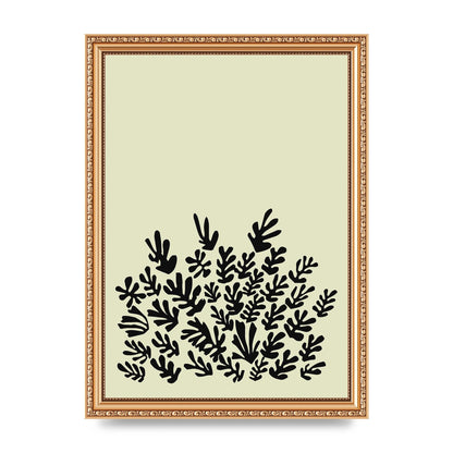 Ecru Black Abstract Leaf Shape Two Printed Poster - A4 framed