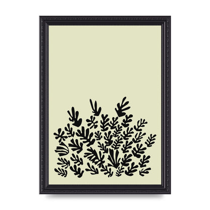 Ecru Black Abstract Leaf Shape Two Printed Poster - A4 framed