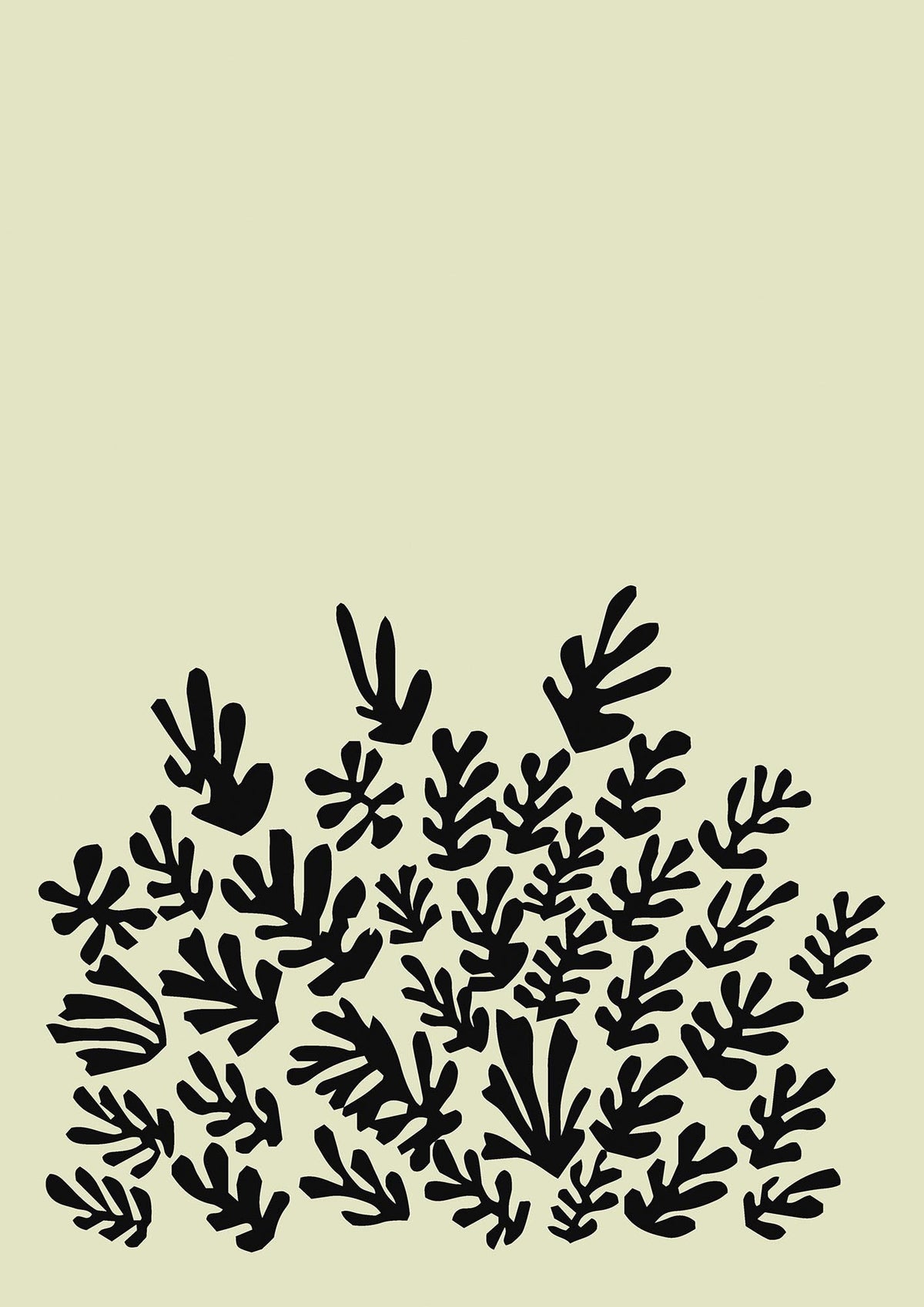 Ecru Black Abstract Leaf Shape Two Printed Poster - detail