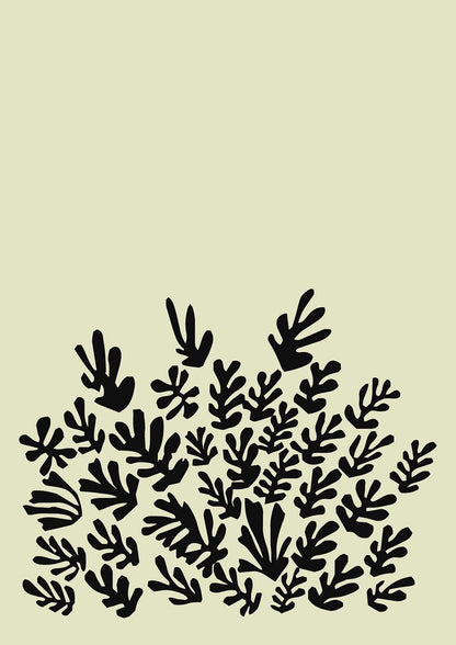 Ecru Black Abstract Leaf Shape Two Printed Poster - detail