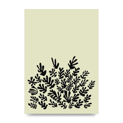 Ecru Black Abstract Leaf Shape Two Printed Poster - unframed print