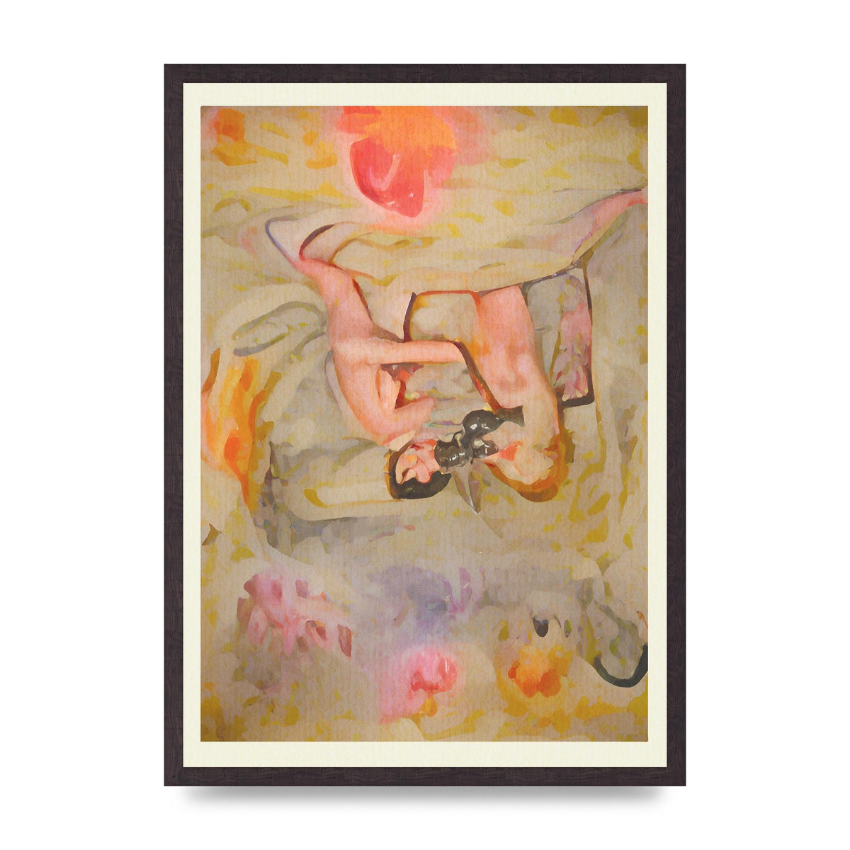 Textured Abstract Watercolour Wall Art - A2 framed