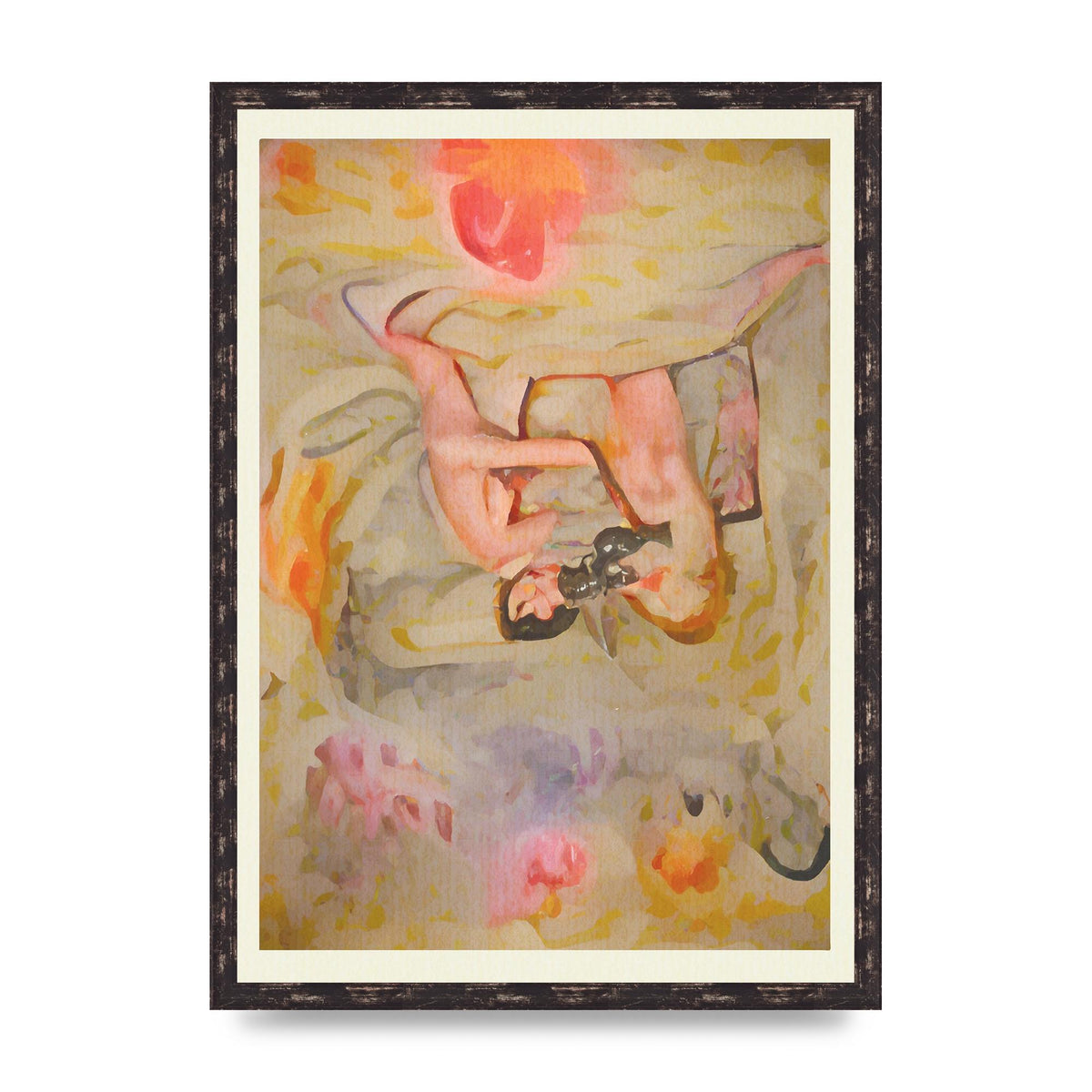 Textured Abstract Watercolour Wall Art - A2 framed