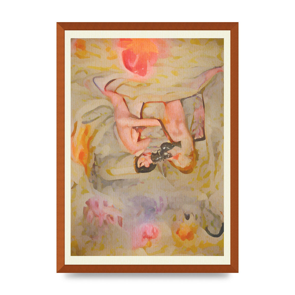 Textured Abstract Watercolour Wall Art - A2 framed