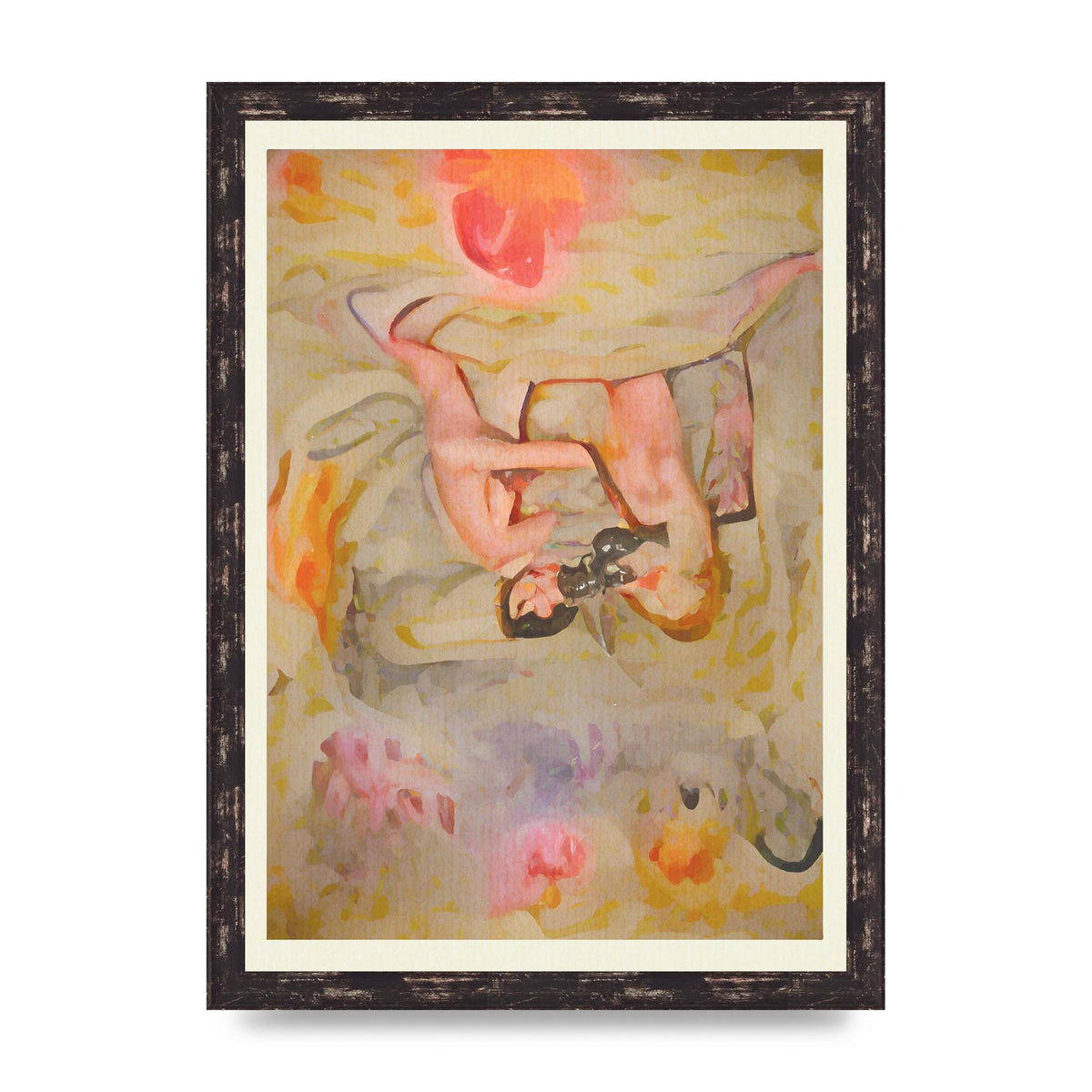 Textured Abstract Watercolour Wall Art - A3 framed