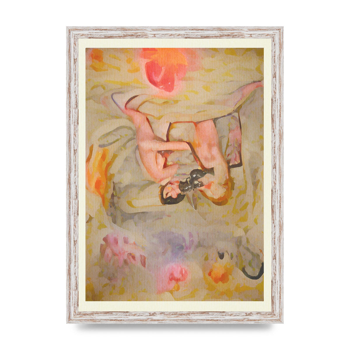 Textured Abstract Watercolour Wall Art - A3 framed