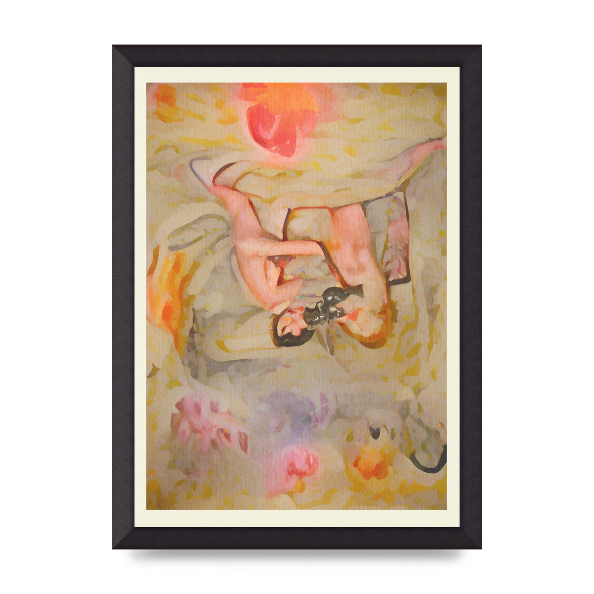 Textured Abstract Watercolour Wall Art - A3 framed