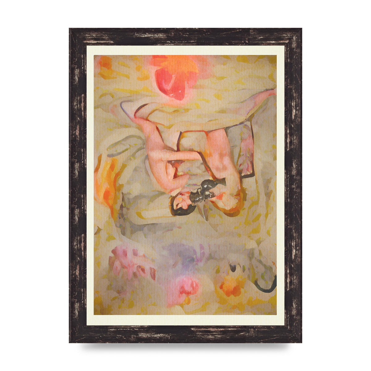 Textured Abstract Watercolour Wall Art - A4 framed