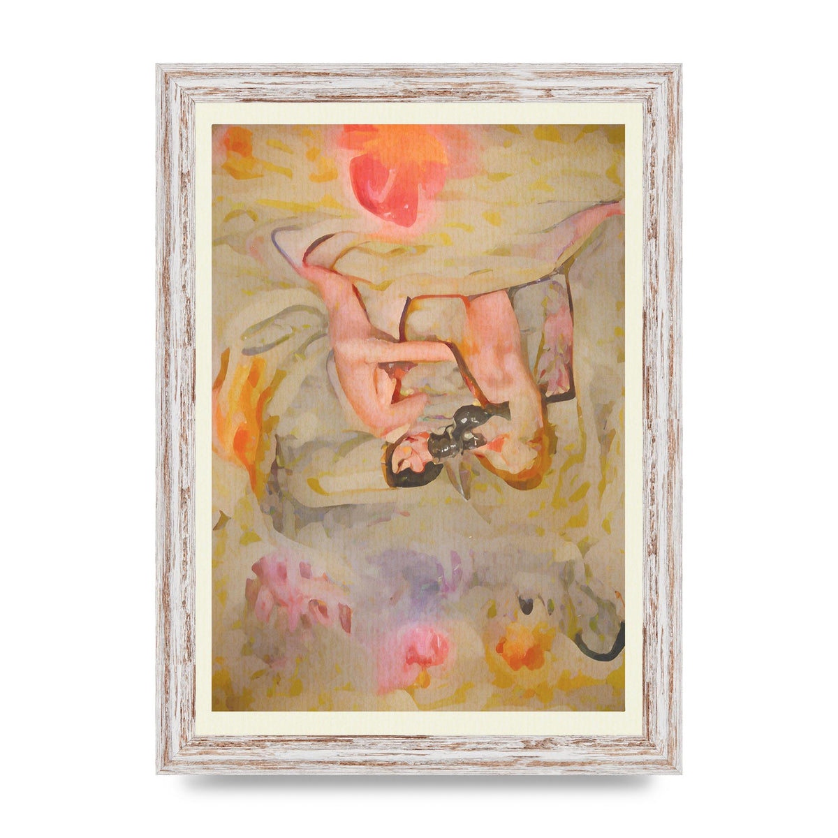 Textured Abstract Watercolour Wall Art - A4 framed