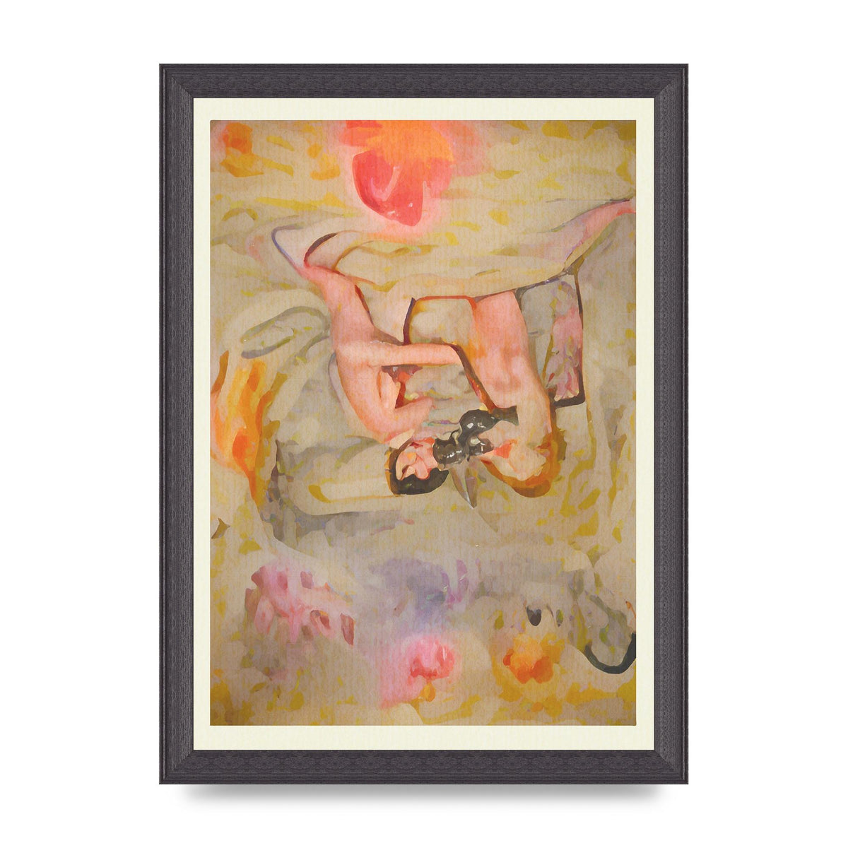 Textured Abstract Watercolour Wall Art - A4 framed