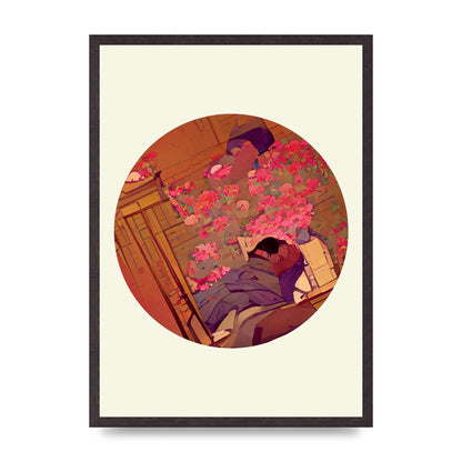 Japanese Watercolour Disc One Printed Poster - A2 framed