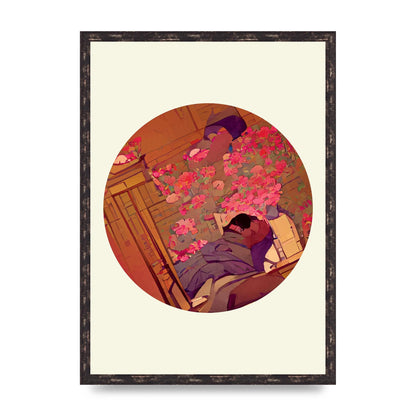 Japanese Watercolour Disc One Printed Poster - A2 framed