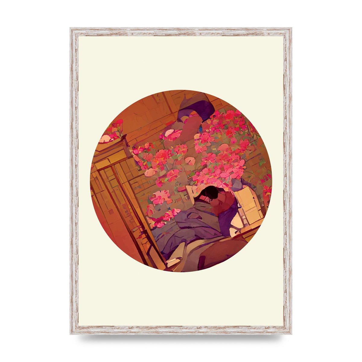 Japanese Watercolour Disc One Printed Poster - A2 framed