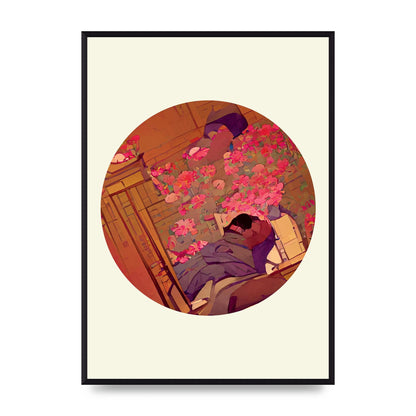 Japanese Watercolour Disc One Printed Poster - A2 framed