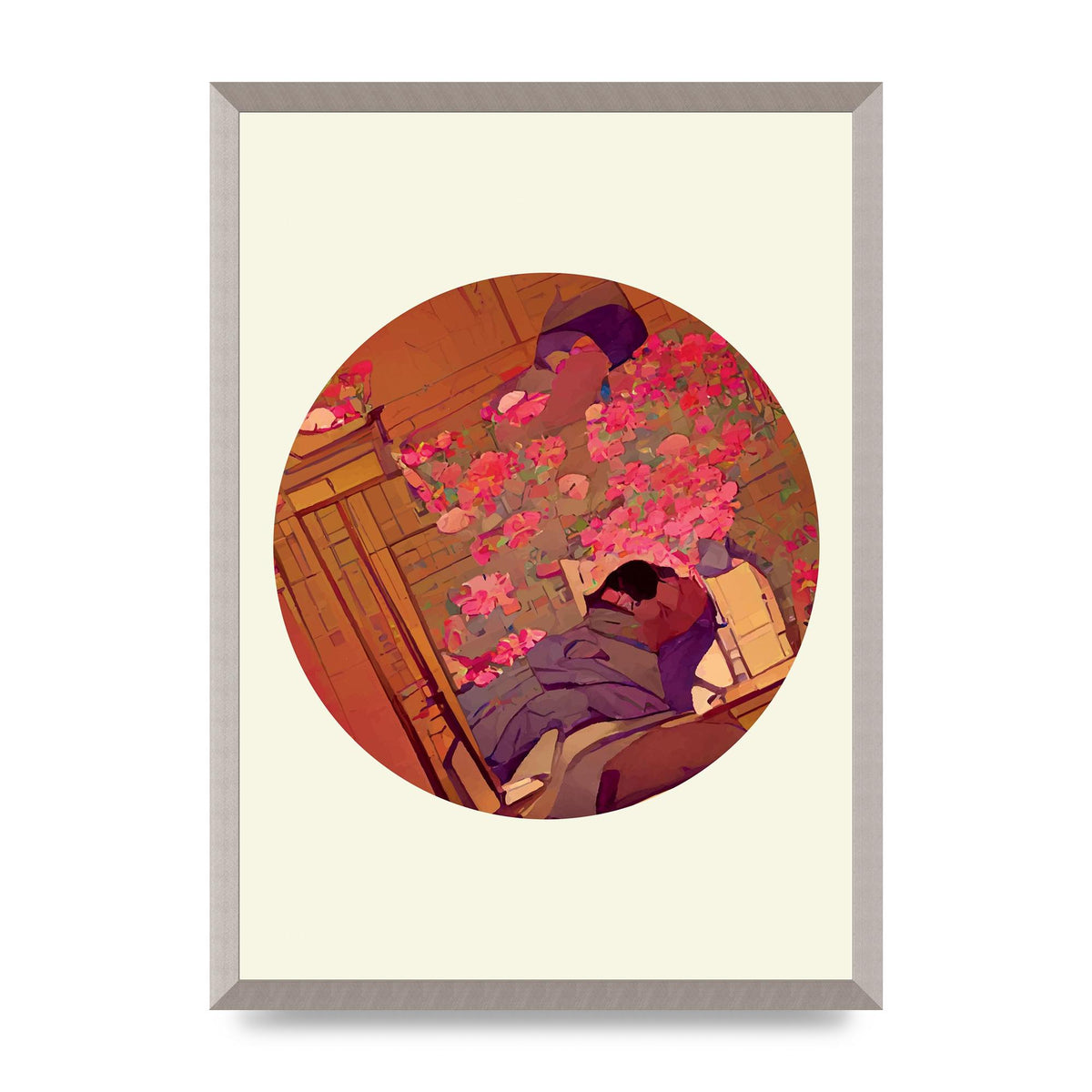 Japanese Watercolour Disc One Printed Poster - A2 framed
