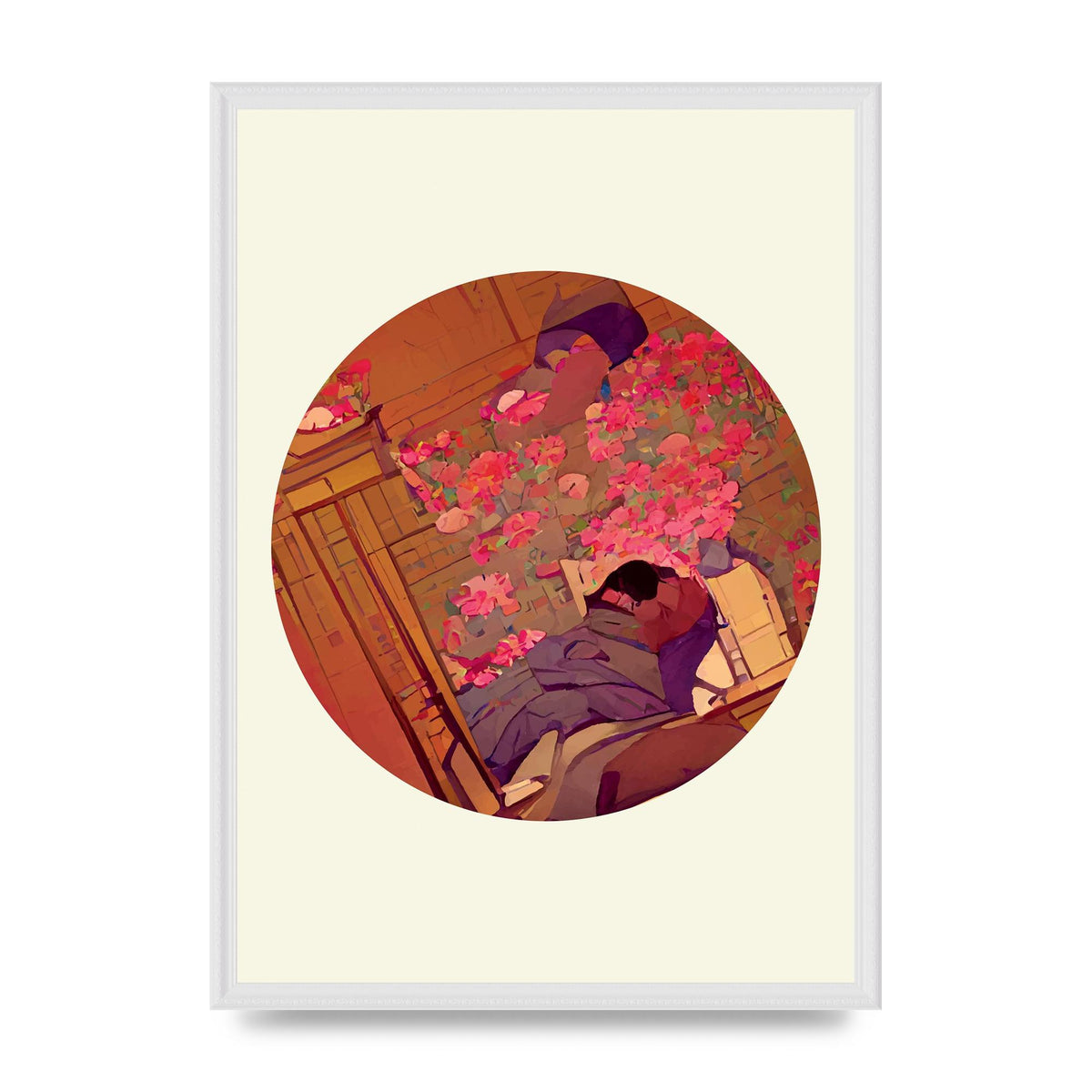 Japanese Watercolour Disc One Printed Poster - A2 framed