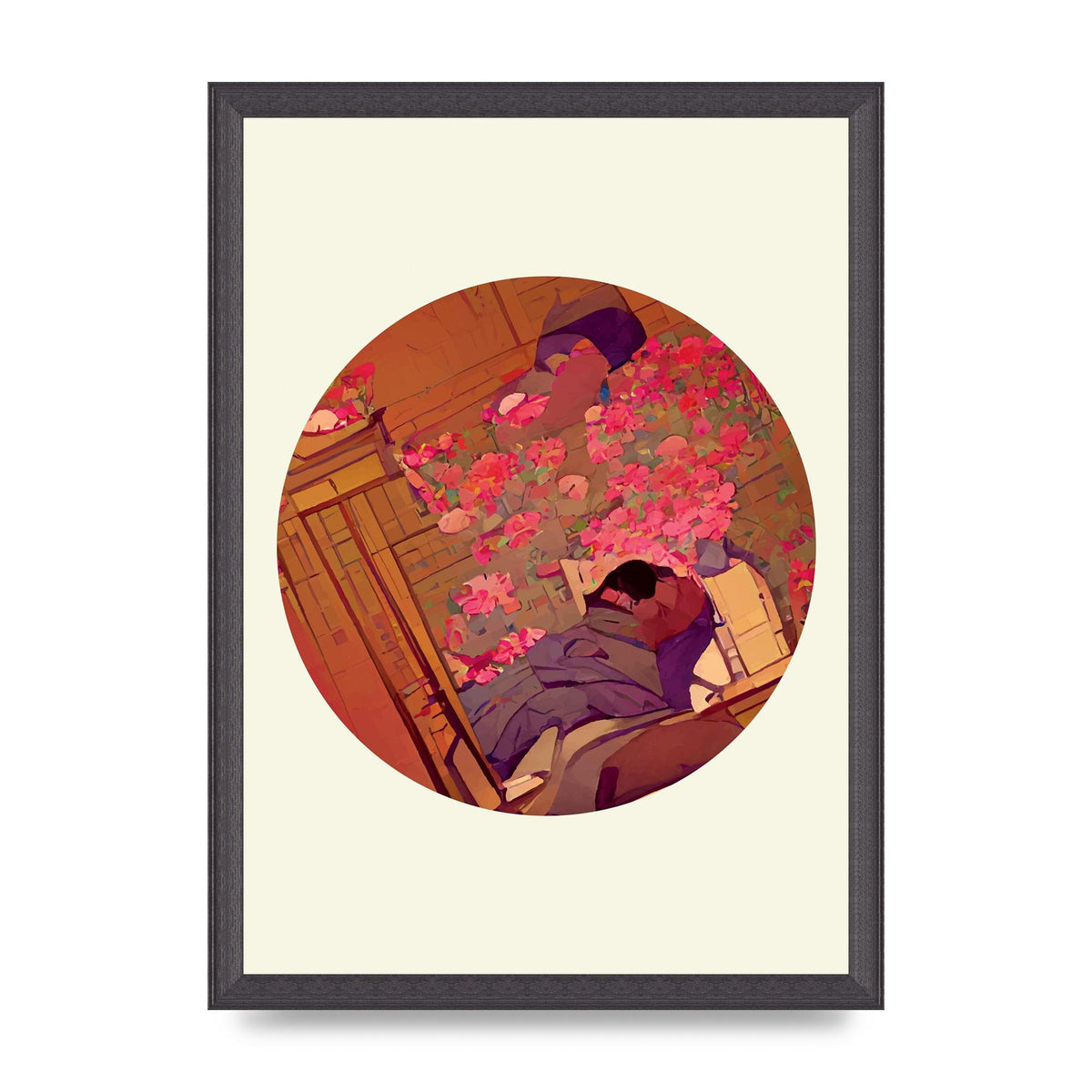Japanese Watercolour Disc One Printed Poster - A3 framed