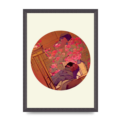 Japanese Watercolour Disc One Printed Poster - A3 framed