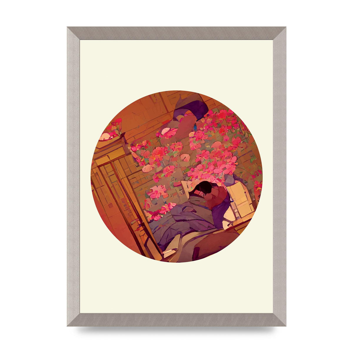 Japanese Watercolour Disc One Printed Poster - A3 framed