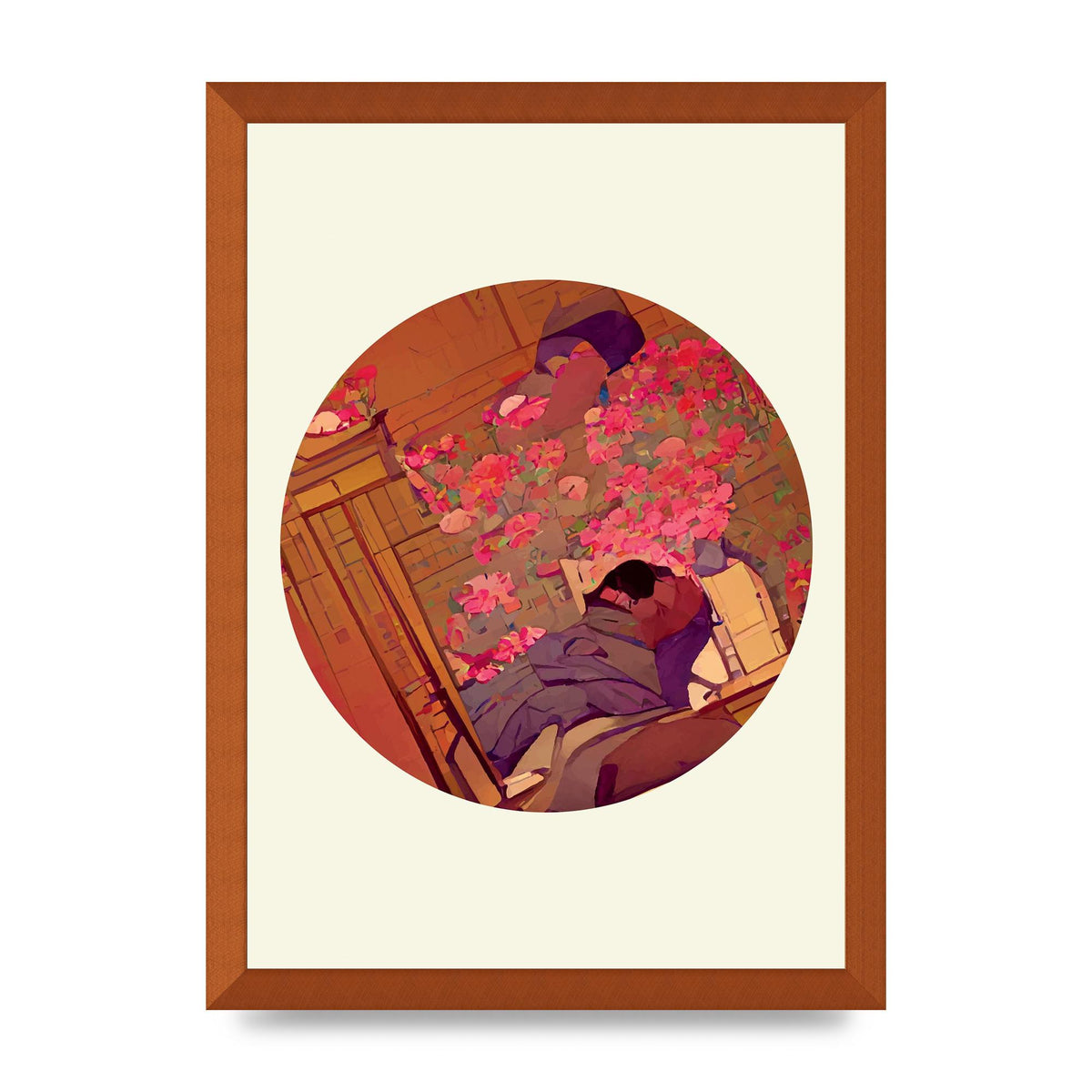 Japanese Watercolour Disc One Printed Poster - A3 framed