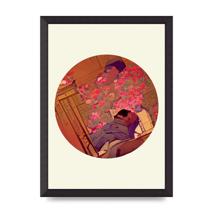 Japanese Watercolour Disc One Printed Poster - A3 framed