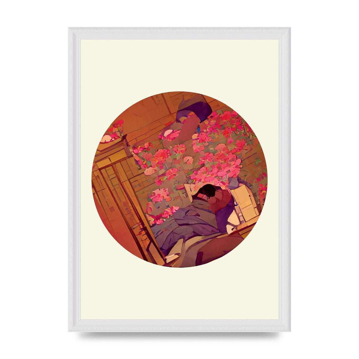 Japanese Watercolour Disc One Printed Poster - A3 framed