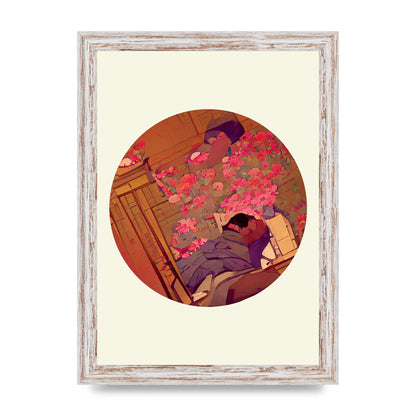 Japanese Watercolour Disc One Printed Poster - A4 framed