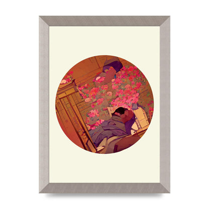 Japanese Watercolour Disc One Printed Poster - A4 framed
