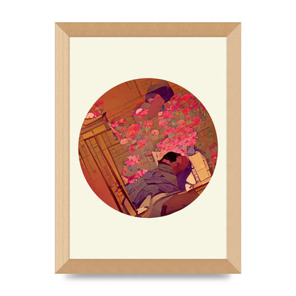 Japanese Watercolour Disc One Printed Poster - A4 framed