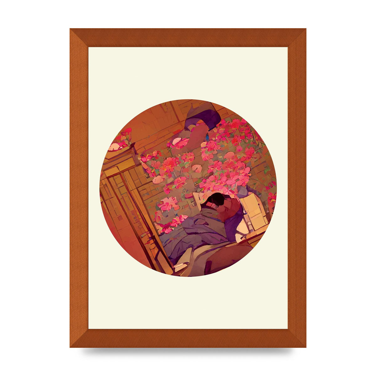 Japanese Watercolour Disc One Printed Poster - A4 framed