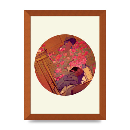 Japanese Watercolour Disc One Printed Poster - A4 framed