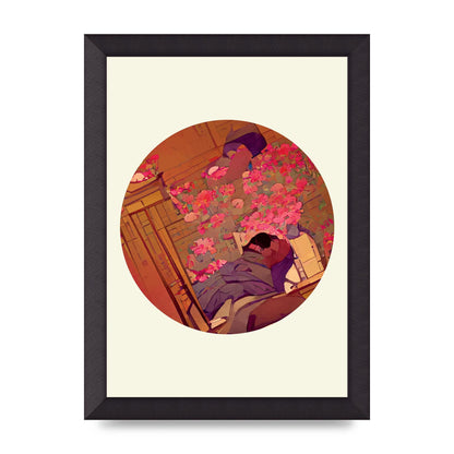 Japanese Watercolour Disc One Printed Poster - A4 framed
