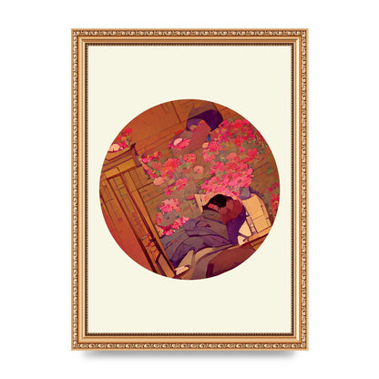 Japanese Watercolour Disc One Printed Poster - A4 framed