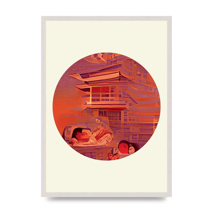 Japanese Watercolour Disc Two Wall Art - A2 framed