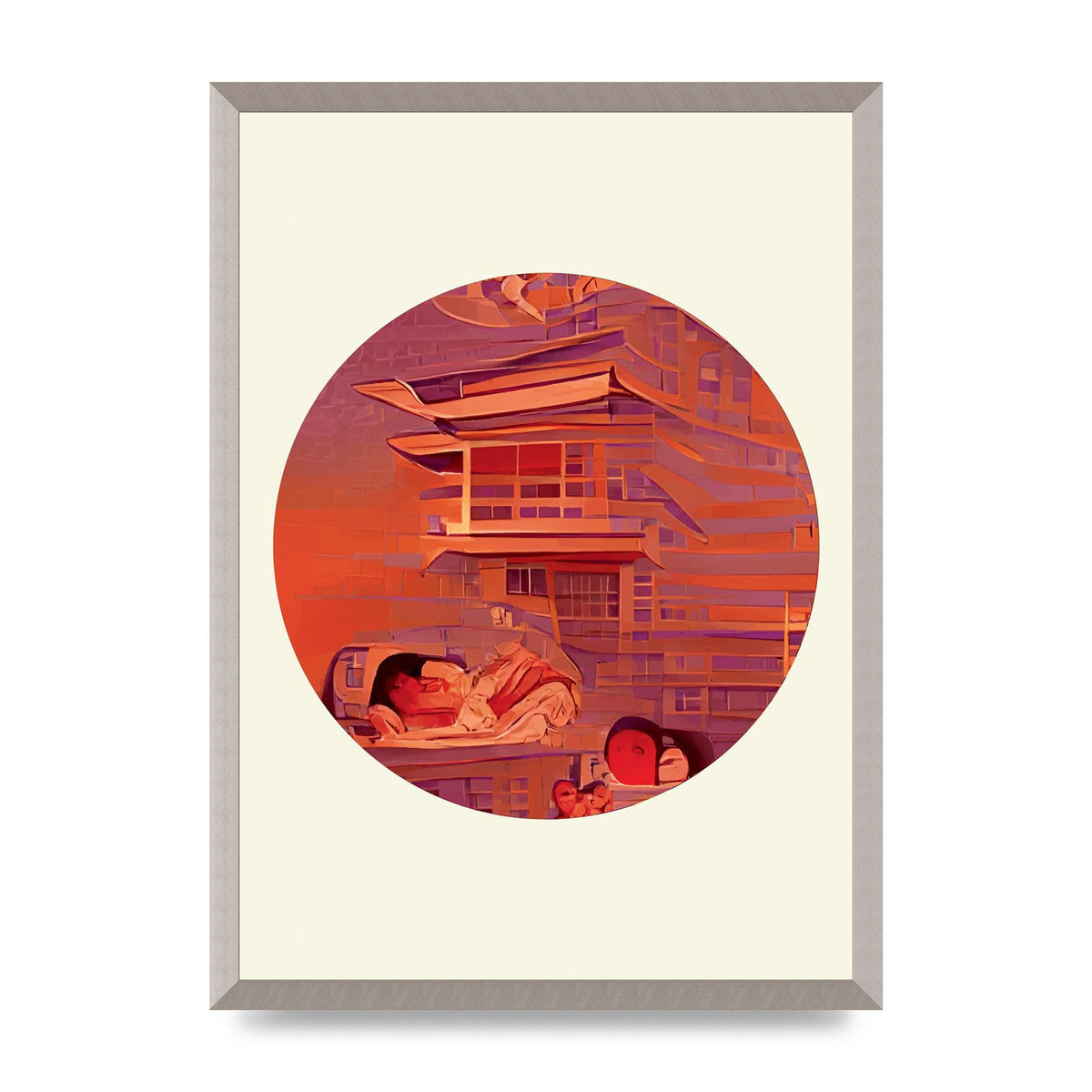 Japanese Watercolour Disc Two Wall Art - A2 framed