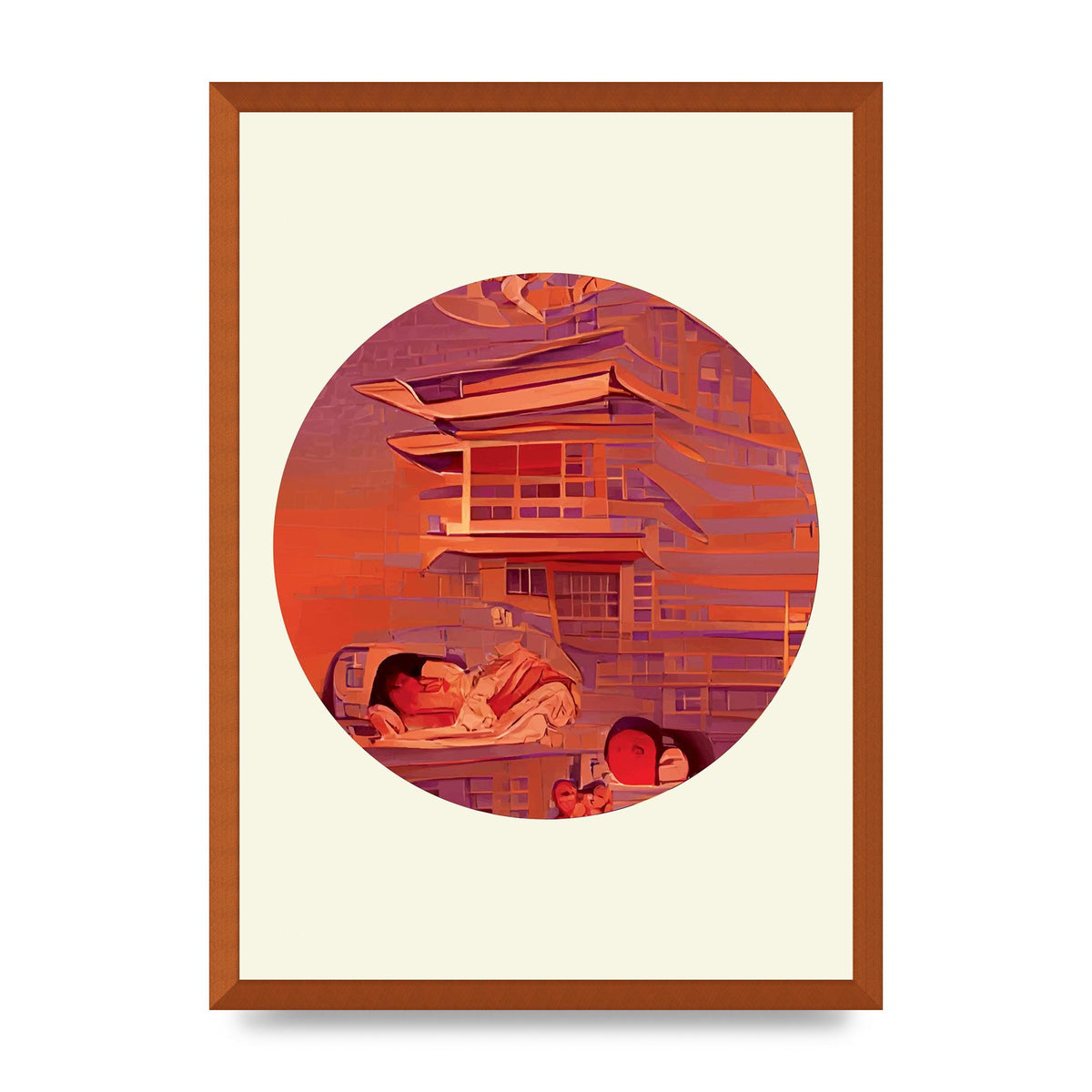 Japanese Watercolour Disc Two Wall Art - A2 framed