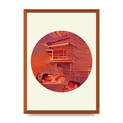 Japanese Watercolour Disc Two Wall Art - A2 framed