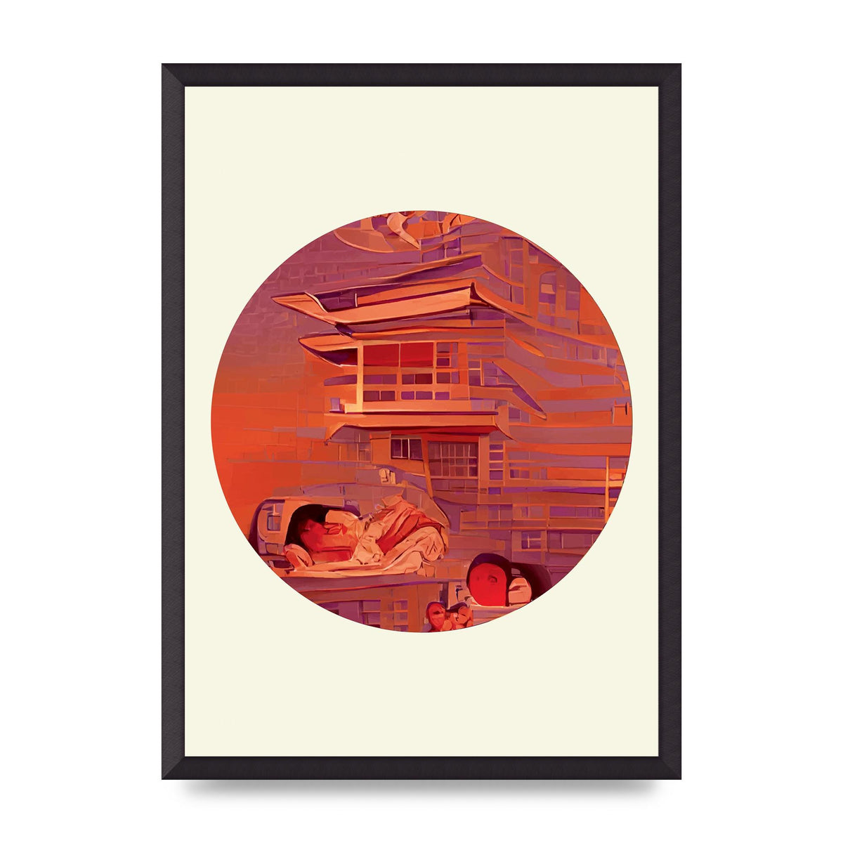 Japanese Watercolour Disc Two Wall Art - A2 framed