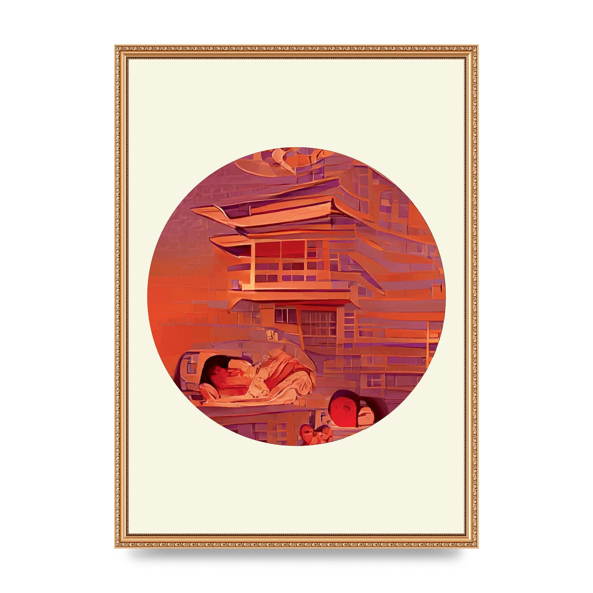Japanese Watercolour Disc Two Wall Art - A2 framed