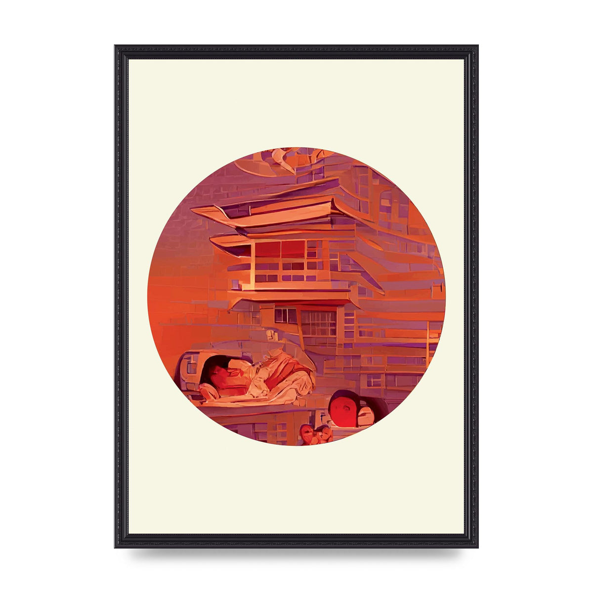 Japanese Watercolour Disc Two Wall Art - A2 framed