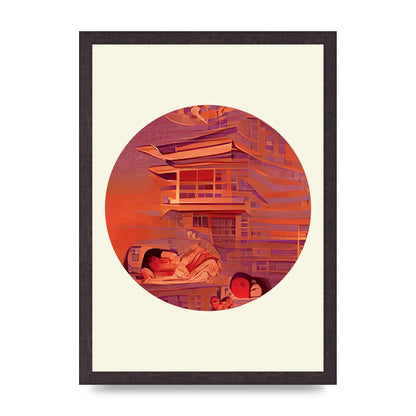 Japanese Watercolour Disc Two Wall Art - A3 framed
