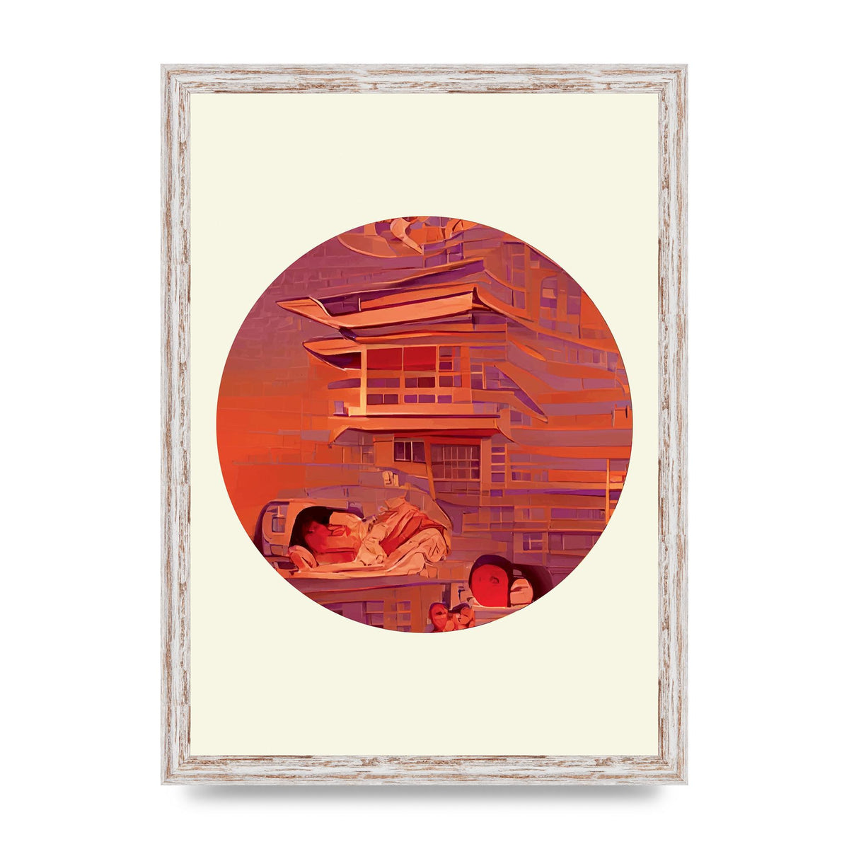 Japanese Watercolour Disc Two Wall Art - A3 framed