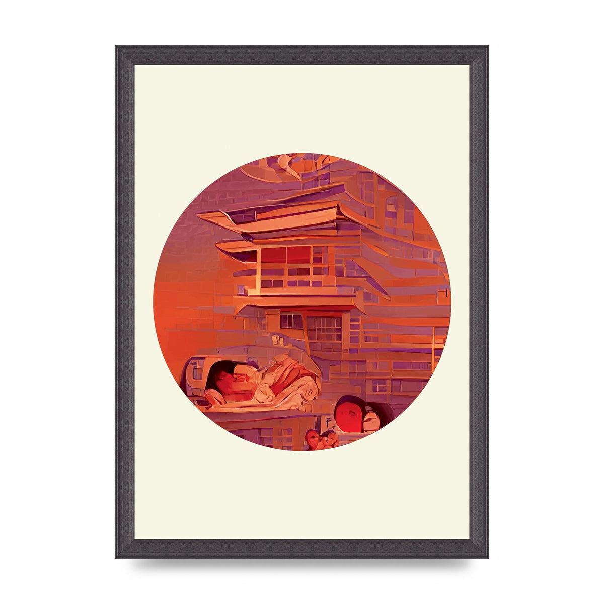 Japanese Watercolour Disc Two Wall Art - A3 framed