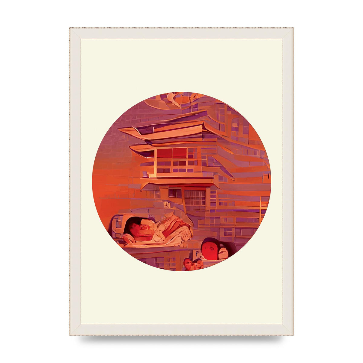 Japanese Watercolour Disc Two Wall Art - A3 framed