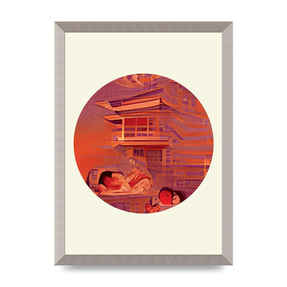 Japanese Watercolour Disc Two Wall Art - A3 framed