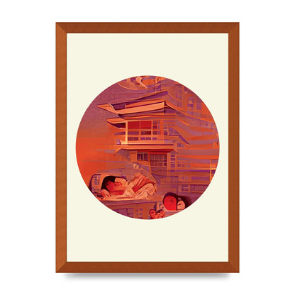 Japanese Watercolour Disc Two Wall Art - A3 framed
