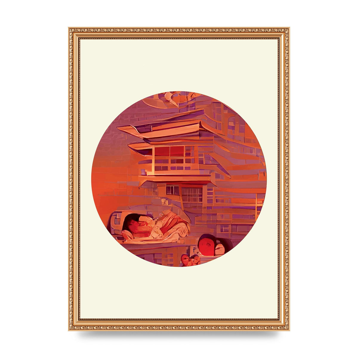 Japanese Watercolour Disc Two Wall Art - A3 framed