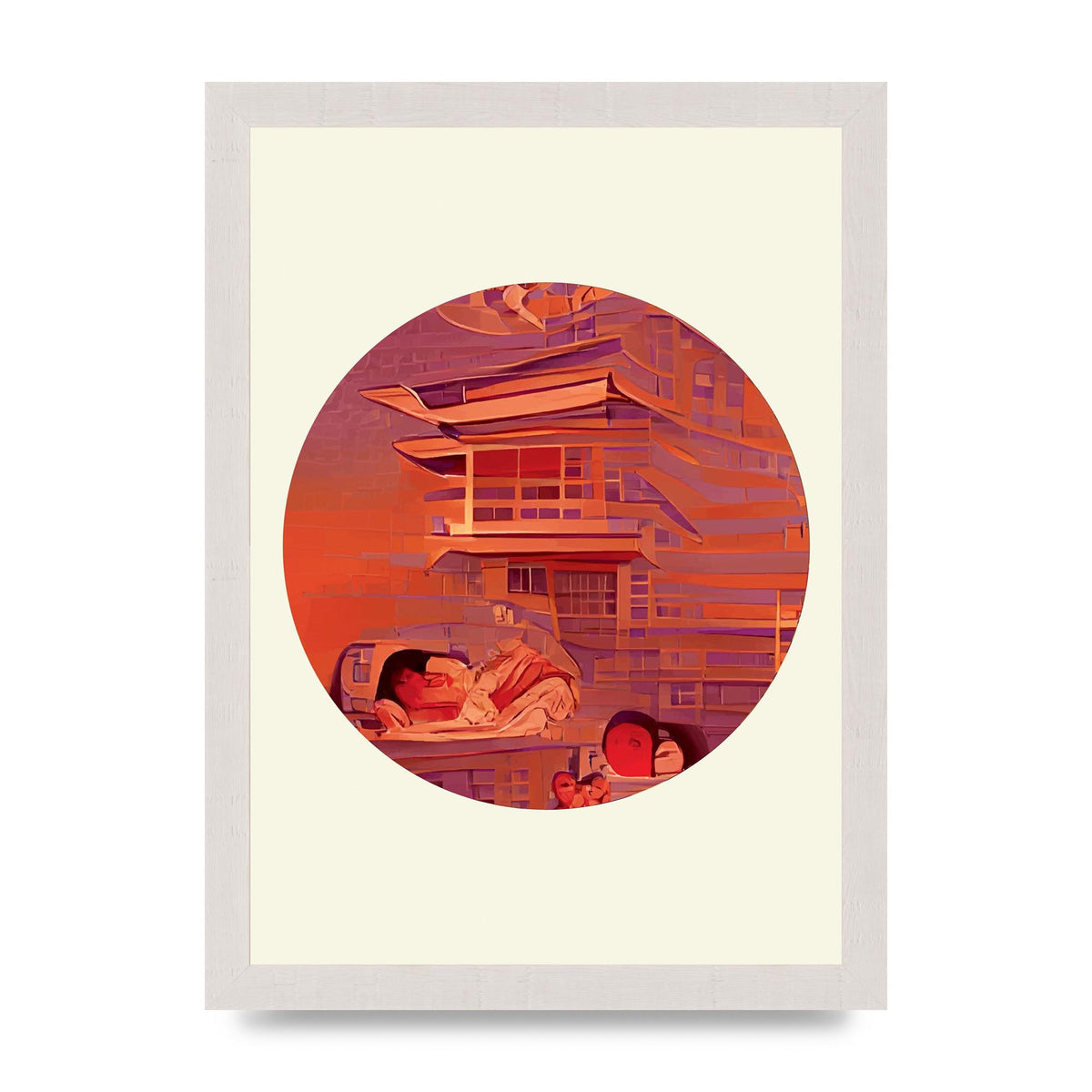 Japanese Watercolour Disc Two Wall Art - A4 framed