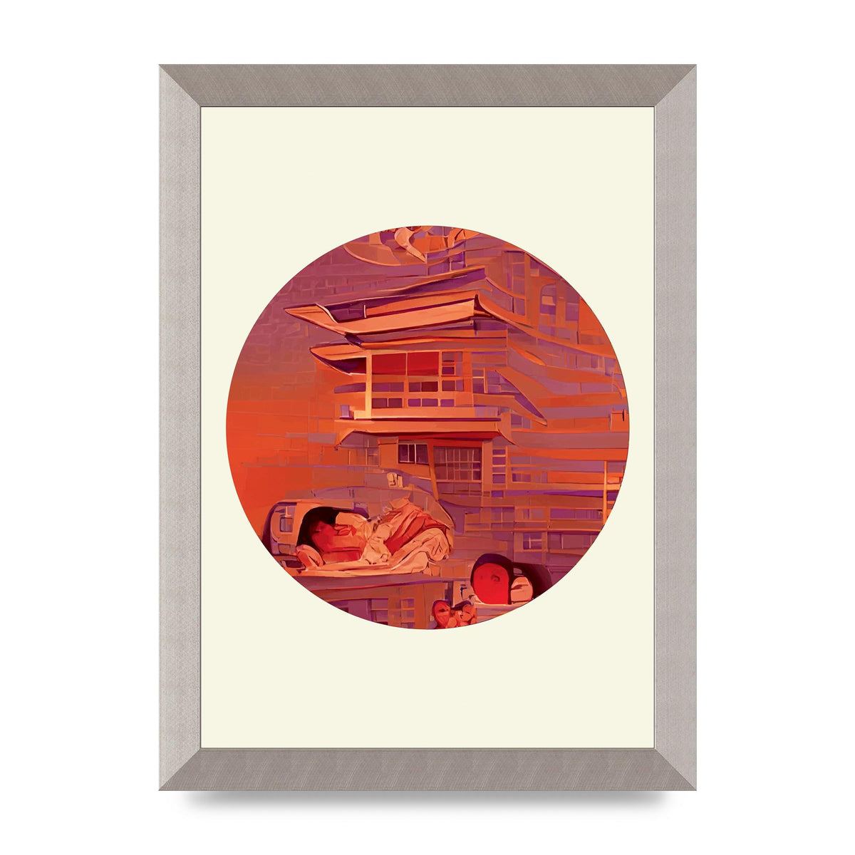 Japanese Watercolour Disc Two Wall Art - A4 framed