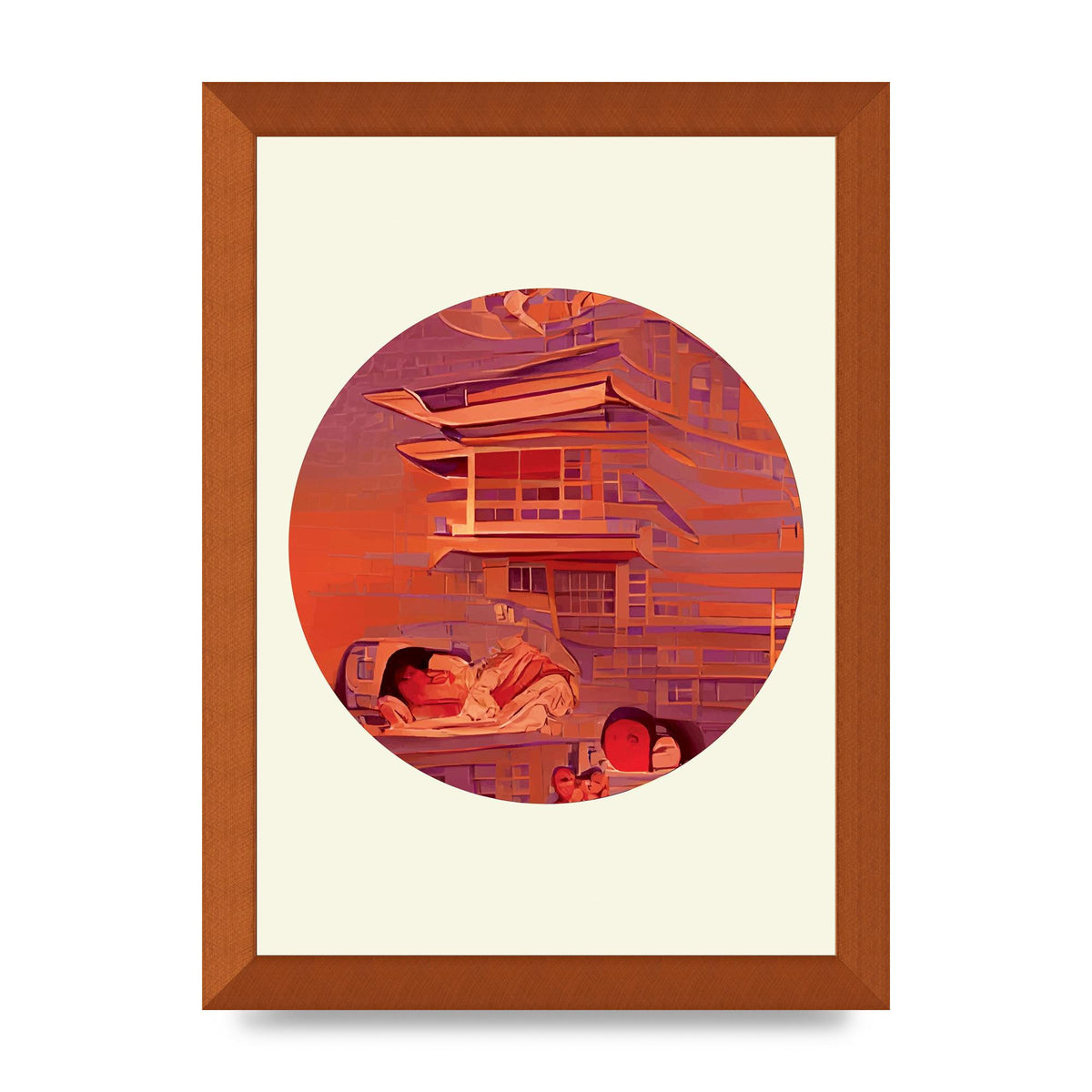 Japanese Watercolour Disc Two Wall Art - A4 framed